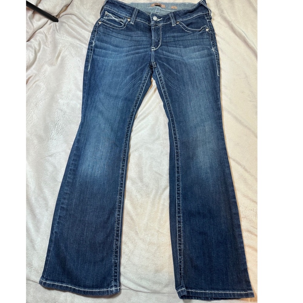 Ariat REAL Denim Womens  bootcut Jeans Medium Wash Rhinestone Western 31 Shor